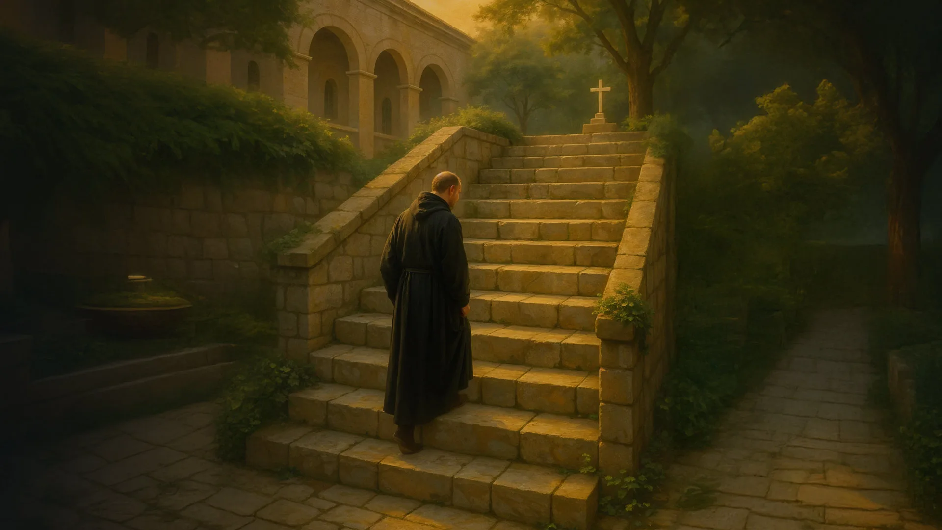 Escada de São Bento com os 12 degraus da humildade