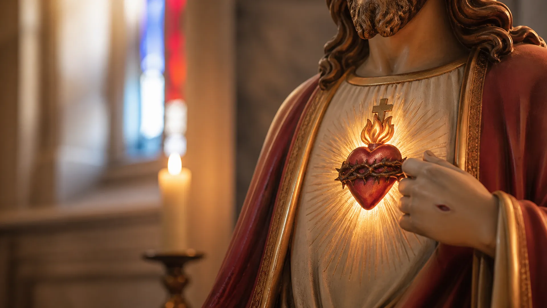 Imagem do Sagrado Coração de Jesus, evocando a consagração dos Estados Unidos.